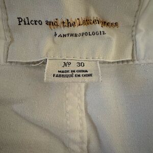 Pilcro Distressed White Denim Overalls